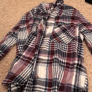 forever 21 button up blue and purple flannel